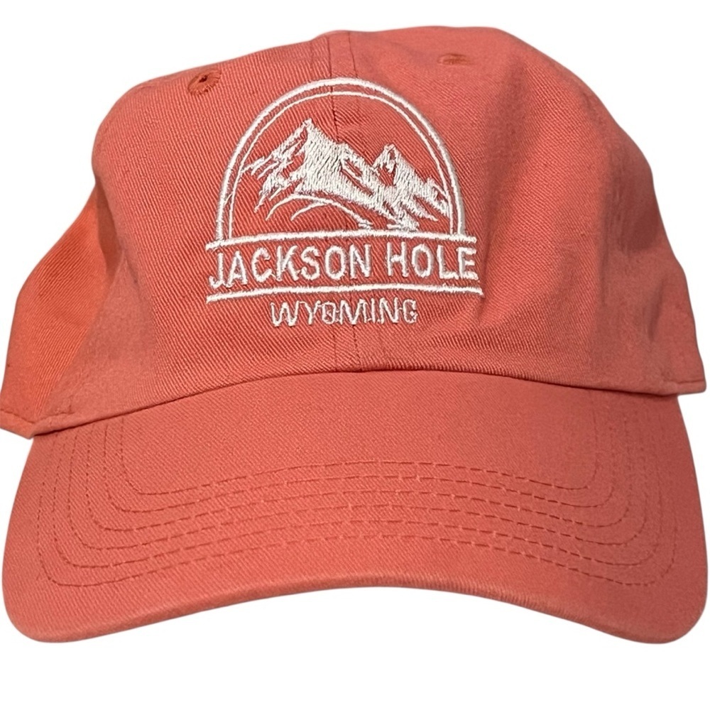 Jackson Hole Wyoming Adjustable Coral Cotton Cap by Newhattan.